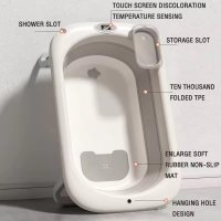 Cadiță Pliabilă pentru Copii Little Mom cu Termometru Digital și Hamac Ergonomic, 84 x 50 x 24 cm, Gri - 4