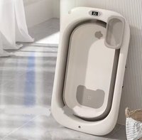 Cadiță Pliabilă pentru Copii Little Mom cu Termometru Digital și Hamac Ergonomic, 84 x 50 x 24 cm, Gri - 9