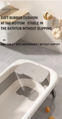 Cadiță Pliabilă pentru Copii Little Mom cu Termometru Digital și Hamac Ergonomic, 84 x 50 x 24 cm, Gri - 11