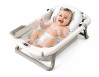 Cadiță Pliabilă pentru Copii Little Mom cu Termometru Digital și Hamac Ergonomic, 84 x 50 x 24 cm, Gri - 18