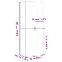 Dulap inalt alb din lemn prelucrat, 70x42,5x185 cm - 9