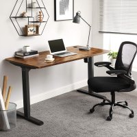 Cadru birou reglabil, Songmics, Negru, 110-155x58x68-116 cm - 2