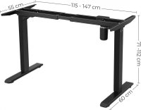 Cadru birou reglabil, Songmics, Negru, 110-155x58x68-116 cm - 7