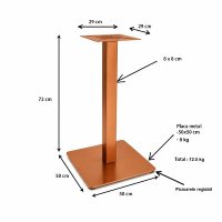 Picior metalic cu finisaj cupru pentru mese 80x80 cm - 1