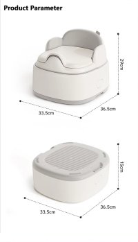 Olita pentru copii Little Mom, 3 in 1, adaptor moale din PU, vas colector detasabil, cu marginile rotunjite, dimensiune 36.5 x 33.5 x 28.8cm, Grey - 10