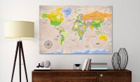 Tablou din plută - Maps: Vintage Style [Cork Map] 120x80 cm - 2