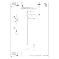 Lustra suspendata Rea Gri din beton - 34x12x113 cm - 4