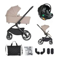 Carucior 3 in 1 Petite&Mars Scout cu scoica auto Core Pro, landou pliabil si parte sport reversibila, Crem Cappuccino - 1