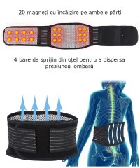 Centura lombara incalzitoare cu 20 magneti de turmalina pentru talie, abdomen, corectare postura, unisex, marime M - 5