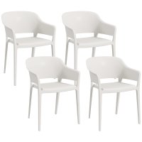 Set de 4 Scaune de Grădină Outsunny, Stivuibile cu Spătar Înalt, 56x54.5x77.5 cm, Alb | Aosom Romania - 1