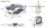 Cadita bebelusi ultrapliabila Little Mom grey, cu pernuta moale plutitoare, termometru cu display digital incorporat, dop pentru evacuarea apei, suport cap de dus, antiderapant, material non-toxic - 1