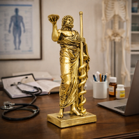 Statueta Asclepius - Zeul Medicinei, Ornament Sculptural din Rasina, Decor Birou si Acasa, 33x14 cm - 1