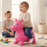 Calut Gonflabil Interactiv Novokids Jumping Donkey cu Sunete si Lumini, 55x50x25 cm, Mov-Gri - 3
