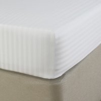 Husa elastica pentru pat Kotonia Home Damasc, dungi late 2.5 cm, 100% bumbac, Alb, 120x200+20 cm - 1