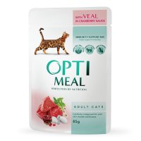 OPTIMEAL Vită cu Merișoare - Hrană Umedă pentru Pisici în Sos, 85g - 1