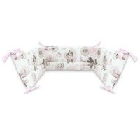 Aparatoare pentru patut Qmini 140x70 cm din bumbac 210x30 cm Teddy Bear and Friends Pink - 2