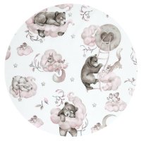Aparatoare pentru patut Qmini 140x70 cm din bumbac 210x30 cm Teddy Bear and Friends Pink - 1