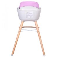 Scaun de masa pentru copii Buba Carino Roz 2 in 1 din lemn de fag, suport pentru picioare, tapiterie din piele ecologica - 2