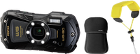 Kit Aparat foto compact Pentax WG-90, 16 MP, 1920x1080@30 FPS, Zoom 5x/7.2x, Auto Focus 9 puncte, Auto tracking, Ecran LCD 2.7inch + Husa neopren si Curea plutitoare (Negru) - 1