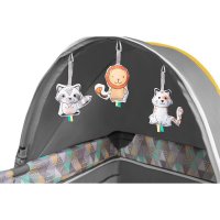 Patut pliant Lionelo Sven Plus Yellow Scandi cu doua nivele, cu arcada jucarii, masuta de infasat, vibratii, melodii  conform cu standardele europeane de securitate EN716 si EN12221 - 4