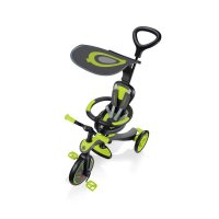 Tricicleta pentru copii Globber Explorer 4 in 1 Verde cu control parental, de la 10 luni, parasolar anti UV ajustabil, suport de picioare detasabil, scaun ajustabil pe inaltime - 6