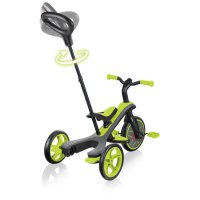 Tricicleta pentru copii Globber Explorer 4 in 1 Verde cu control parental, de la 10 luni, parasolar anti UV ajustabil, suport de picioare detasabil, scaun ajustabil pe inaltime - 11