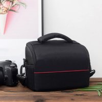 Geanta pentru umar REDQUIT , pentru camera foto DSLR, impermeabila, rezistenta la uzura, negru/rosu, 26 x 19 x 14 cm - 3