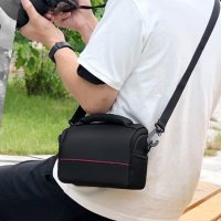 Geanta pentru umar REDQUIT , pentru camera foto DSLR, impermeabila, rezistenta la uzura, negru/rosu, 26 x 19 x 14 cm - 6