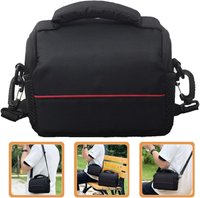 Geanta pentru umar REDQUIT , pentru camera foto DSLR, impermeabila, rezistenta la uzura, negru/rosu, 26 x 19 x 14 cm - 1