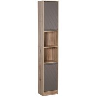 Dulap Baie HOMCOM cu Rafturi Reglabile si Sertare, Stejar, 30x24x170cm | Aosom Romania - 1