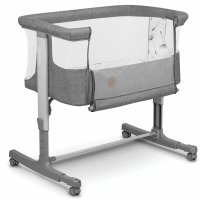 Patut co-sleeper Lionelo Aurora 3 in 1 cu leganare, saltea T25 si geanta transport, Gri - 1