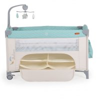 Patut pliabil de calatorie 3in1 Cangaroo Indiana Mint cu 2 nivele si accesorii complete - 9