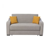 Canapea FRUNZA extensibila, 2 locuri, cu arcuri, lada depozitare, gri + mustar, 165x110x90 cm - 1