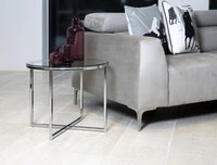 Masuta laterala Cross, sticla transparenta si baza cromata, 55 x 55 x 45 cm - 1
