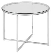 Masuta laterala Cross, sticla transparenta si baza cromata, 55 x 55 x 45 cm - 2
