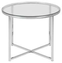 Masuta laterala Cross, sticla transparenta si baza cromata, 55 x 55 x 45 cm - 3