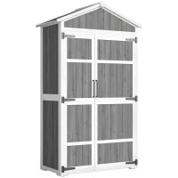 Outsunny Adăpost de Grădină Impermeabil cu Uși Duble pentru Unelte 105x55x179cm Gri | Aosom Romania - 1