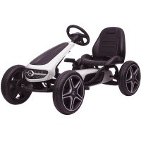 GO Kart cu pedale Mercedes, roti cauciuc solid, scaun reglabil, centura de siguranta  Alb - 1