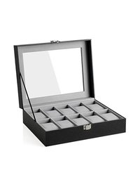 Cutie pentru ceasuri, Songmics, capacitate 20.2 x 25.5 x 7.8 cm, JWB010BK, Gri - 1