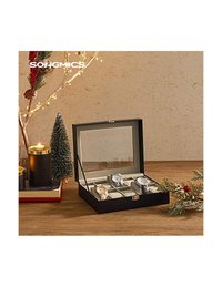Cutie pentru ceasuri, Songmics, capacitate 20.2 x 25.5 x 7.8 cm, JWB010BK, Gri - 2