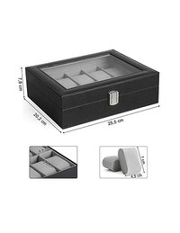 Cutie pentru ceasuri, Songmics, capacitate 20.2 x 25.5 x 7.8 cm, JWB010BK, Gri - 7