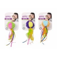 PAWISE Jucarie de Plus pentru Pisici cu Minge, Pene, Panglici si Catnip, 9.5 x 15 x 4.5 cm - 1
