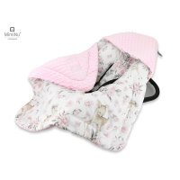 Paturica de infasat MimiNu pentru scoica cu gluga si urechi 90x90 cm Sweet Deer Pink - 1