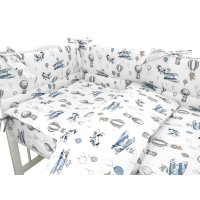 Lenjerie patut cu 3 piese MimiNu 120x60 cm din bumbac blue plane - 3