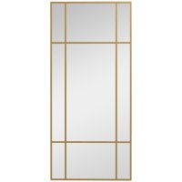 Oglinda de Perete HOMCOM, Dreptunghiulara cu Cadru Metalic, 110x2x50 cm, Auriu | Aosom Romania - 1