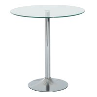 Masă rotundă HOMCOM din sticlă cu cadru metalic argintiu | Aosom Romania - 1