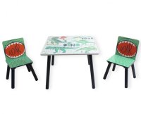 Set Ginger Home Dinosaur cu masuta si 2 scaunele din lemn pentru copii - 4