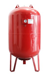 Vas de Expansiune Termic Fornello 150 Litri, Vertical, cu Picioare si Manometru, Culoare Rosie - 1