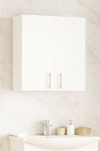Dulap baie suspendat VERONA, front MDF, 2 usi, alb, 70x21.5x68 cm - 1