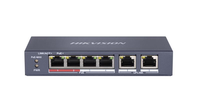 Switch PoE Hikvision DS-3E0106P-E/M(B), 4 porturi PoE si 2 porturi RJ45 - 1